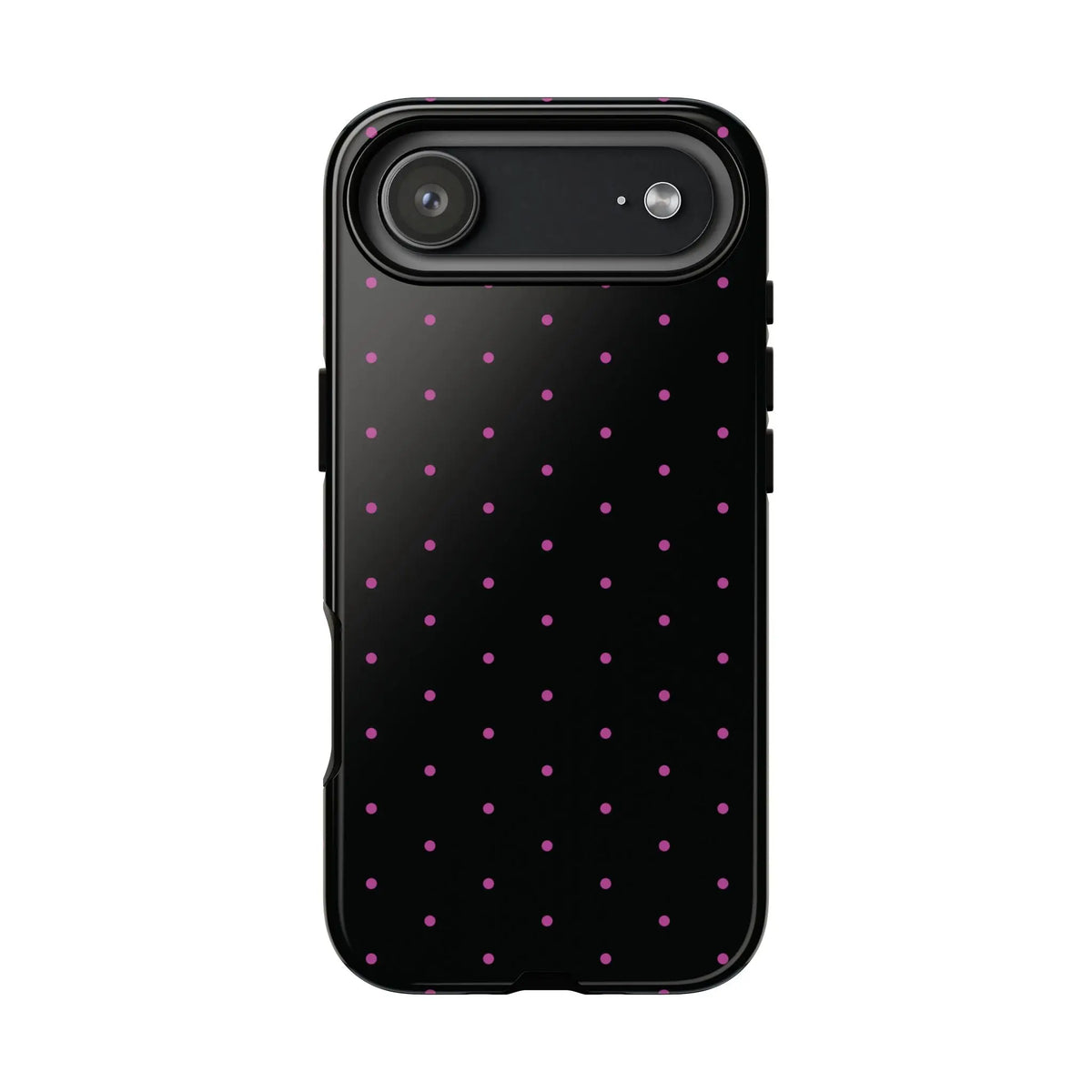 Elegant Pink Dot Black Tough Phone Case Stylish Accessories, - iPhone 17 Air / Glossy - Mobile Phone Cases
