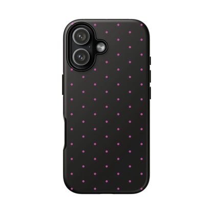 Elegant Pink Dot Black Tough Phone Case Stylish Accessories, - iPhone 17 / Matte - Mobile Phone Cases