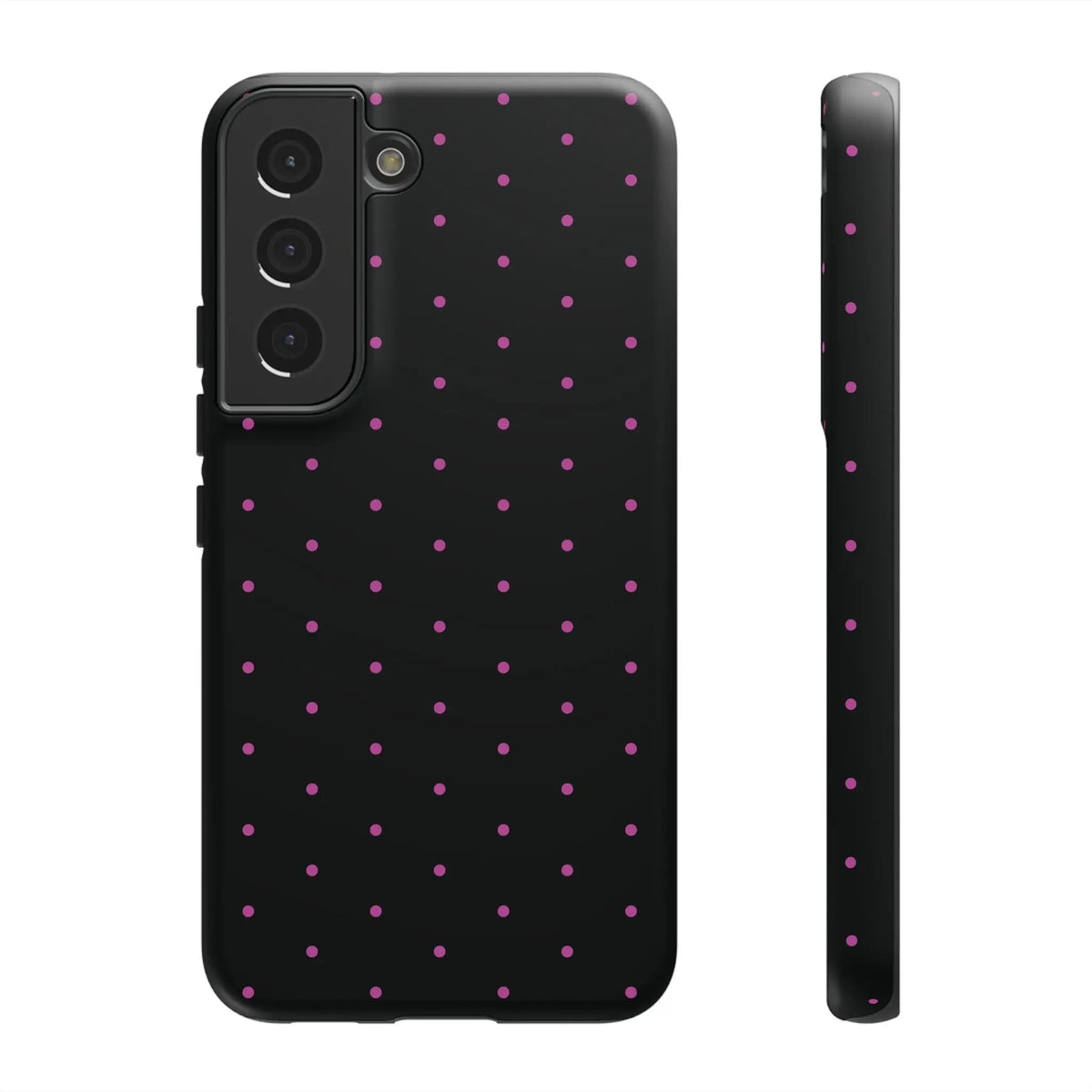 Elegant Pink Dot Black Tough Phone Case Stylish Accessories, - Samsung Galaxy S22 / Matte - Mobile Phone Cases