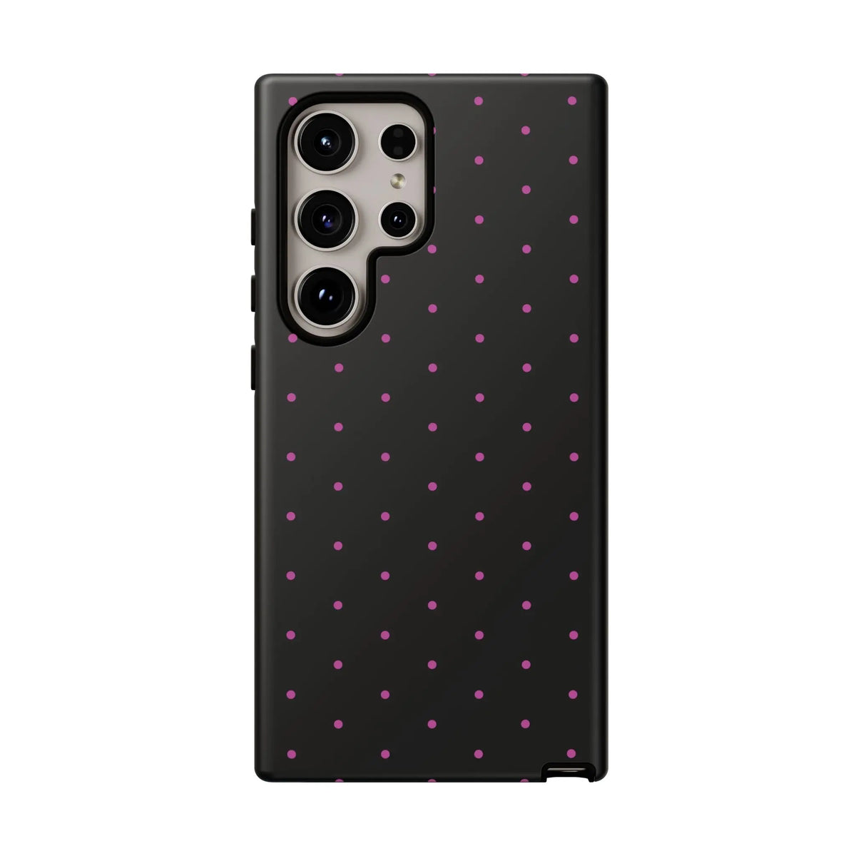 Elegant Pink Dot Black Tough Phone Case Stylish Accessories, - Samsung Galaxy S24 Ultra / Matte - Mobile Phone Cases