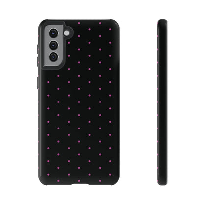 Elegant Pink Dot Black Tough Phone Case Stylish Accessories, - Samsung Galaxy S21 Plus / Glossy - Mobile Phone Cases