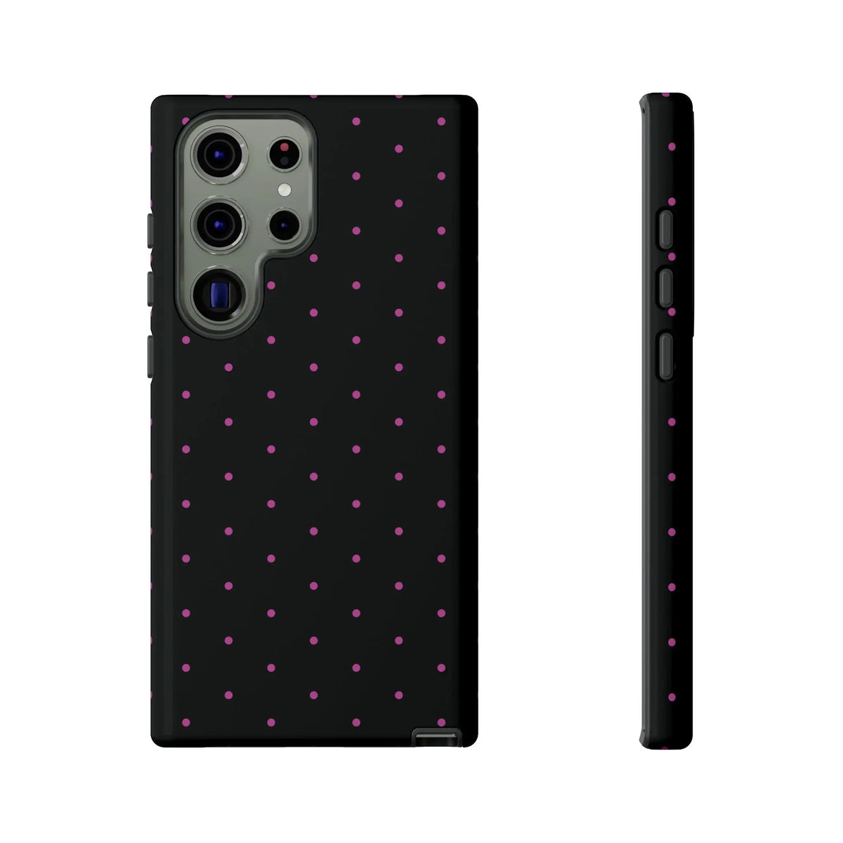 Elegant Pink Dot Black Tough Phone Case Stylish Accessories, - Samsung Galaxy S23 Ultra / Glossy - Mobile Phone Cases