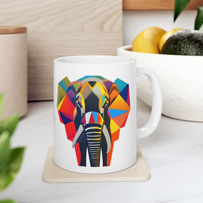 Elephant White Coffee Ceramic Mug - 11oz - Mug