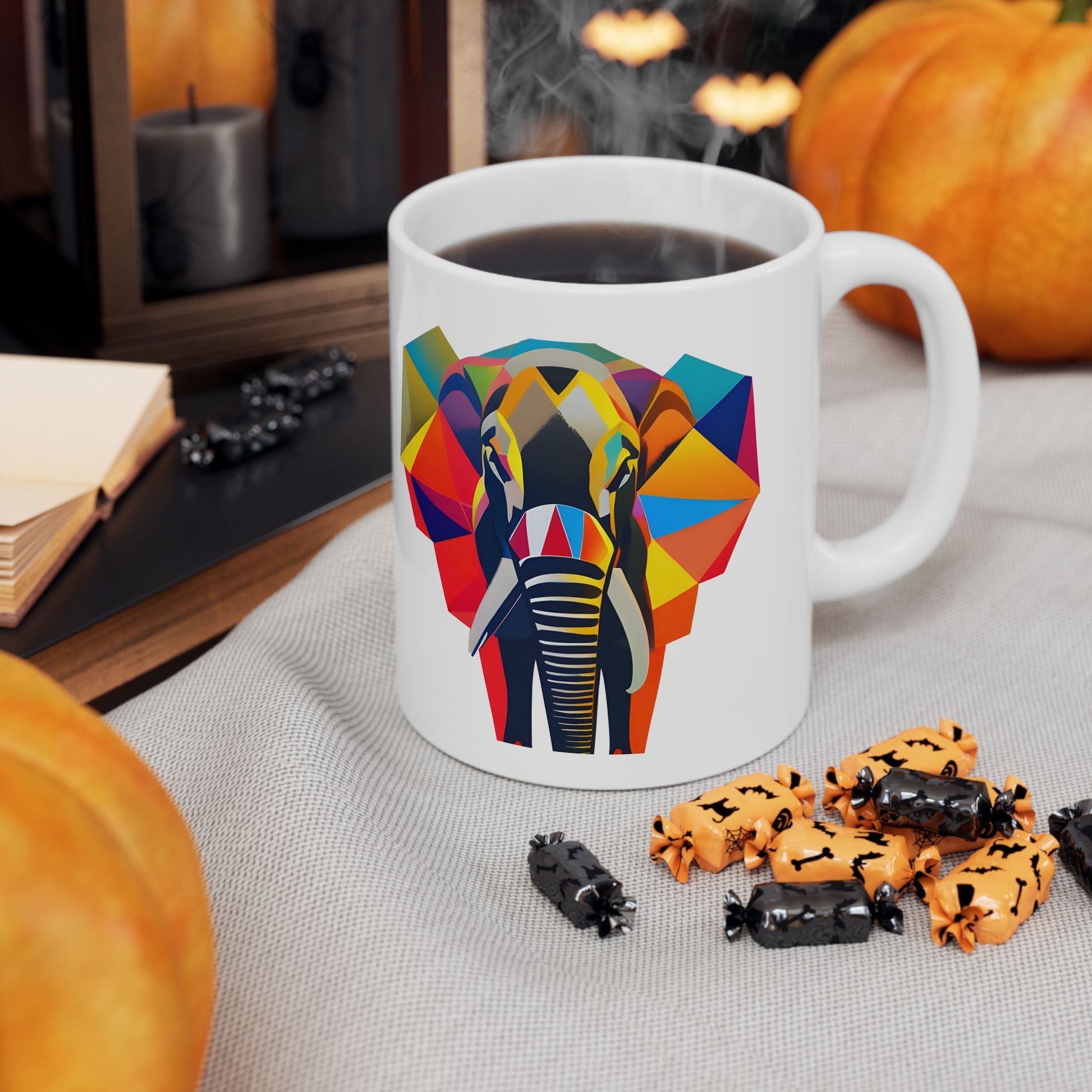 Elephant White Coffee Ceramic Mug - 11oz - Mug