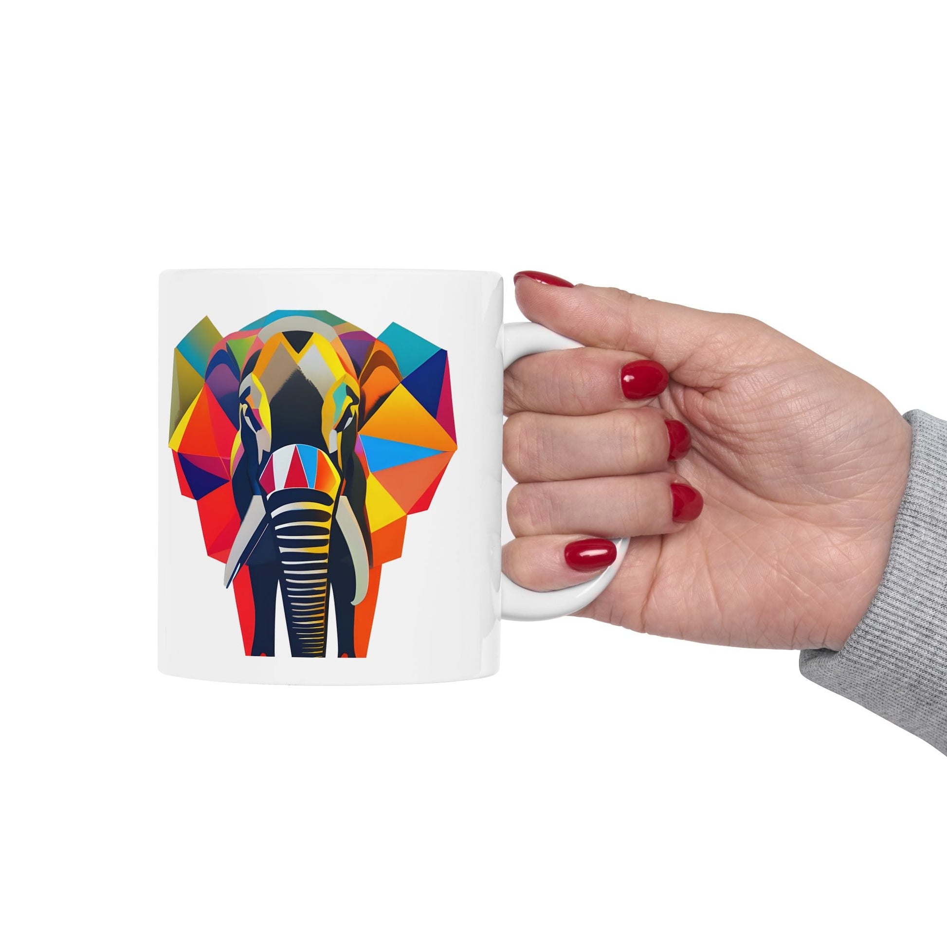 Elephant White Coffee Ceramic Mug - 11oz - Mug