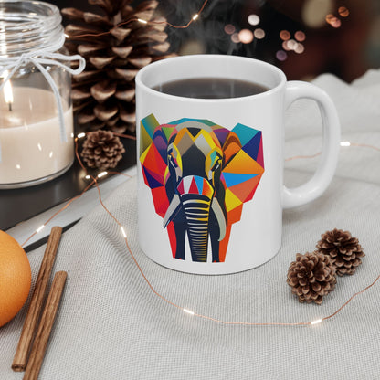 Elephant White Coffee Ceramic Mug - 11oz - Mug