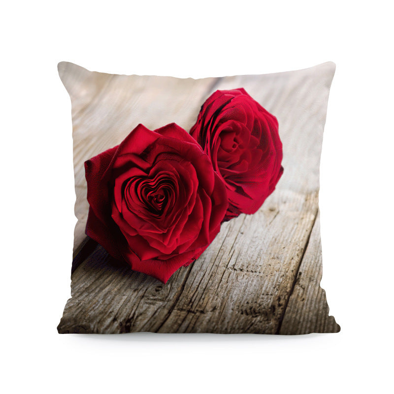 Red Roses Love Super Soft Square Pillow and Cover with Flower Print JSCHAFFA