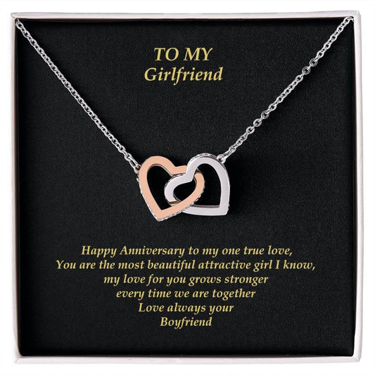 Girlfriend Gold Heart Necklace with Message Card