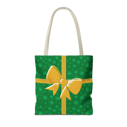 Green Christmas Tote Bag with Gold Bow - Bags