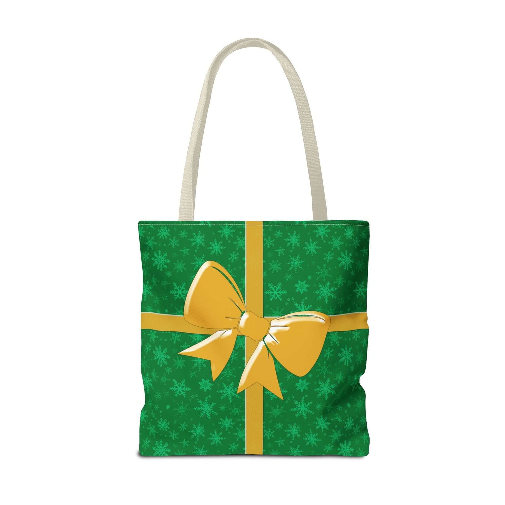 Green Christmas present Yellow bow Tote bag