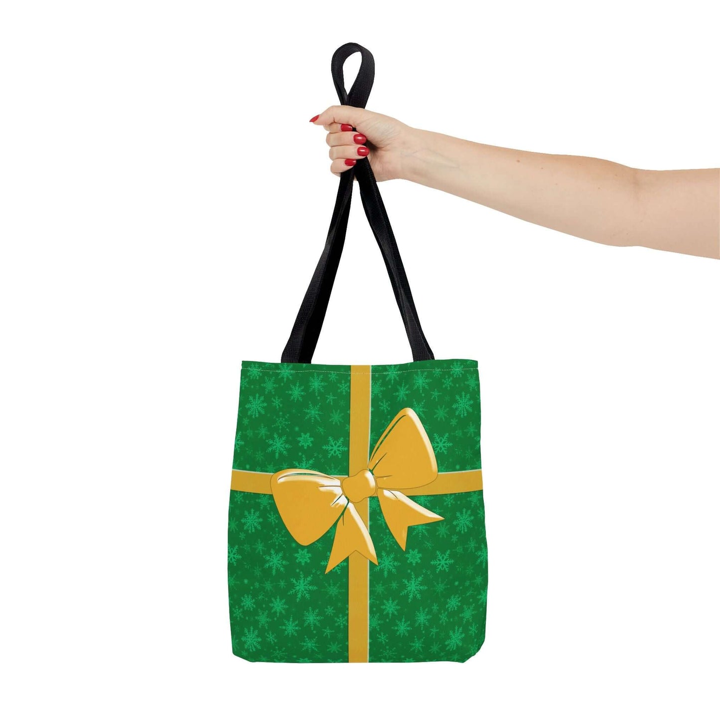 Green Christmas Tote Bag with Gold Bow - Bags