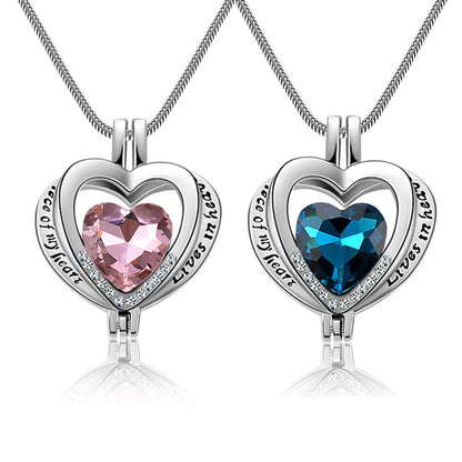 Heart shaped Blue or pink Gemstone Women's Necklace