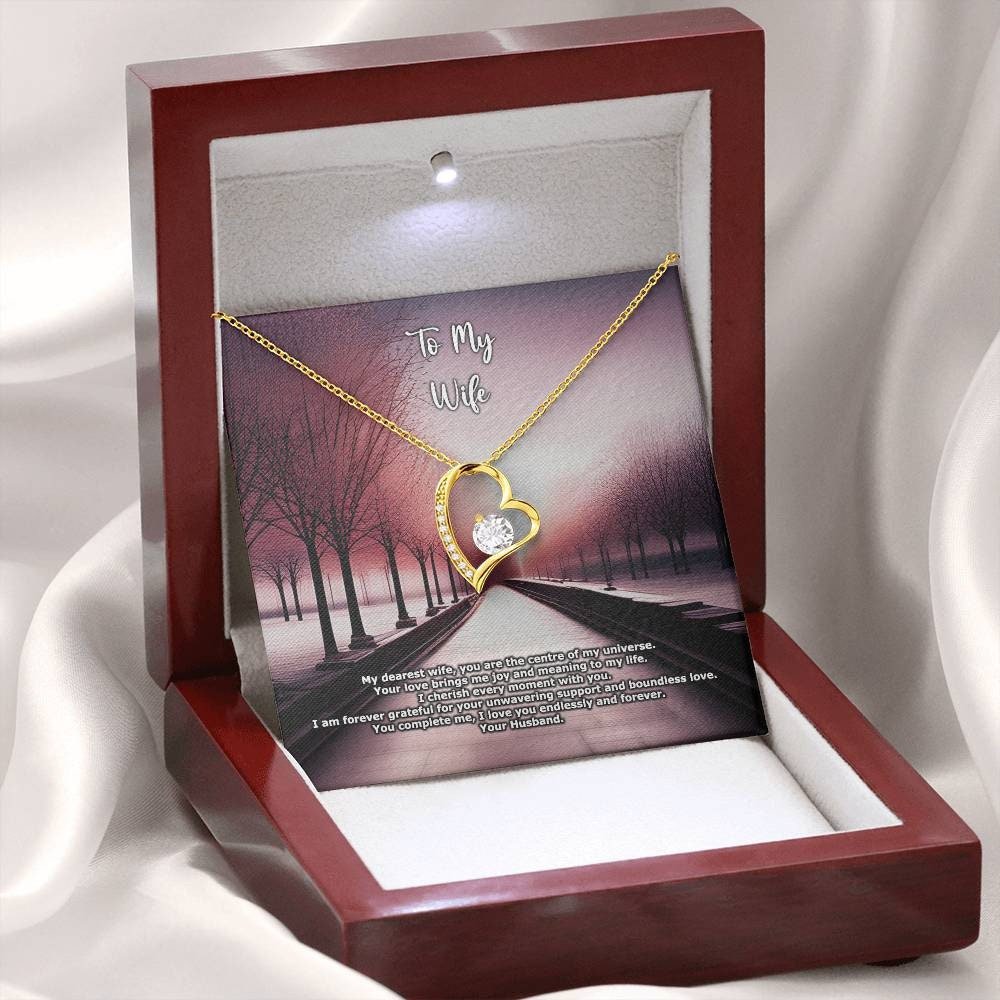 Wife Love Heart Necklace with beautiful card White Gold or Gold with gift box