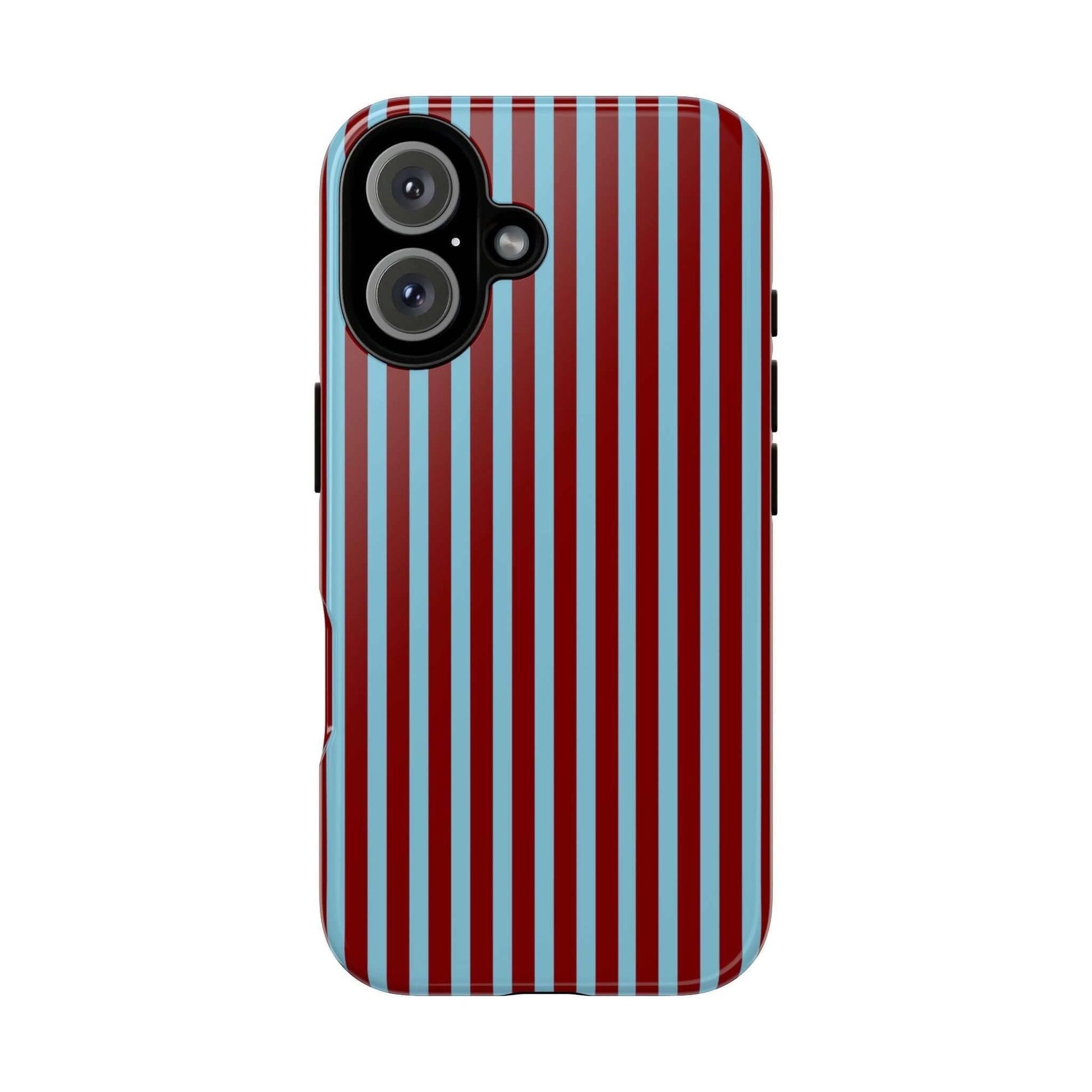 Maroon and Light blue Striped Tough Phone Case for iPhone, Samsung, and Google Phones