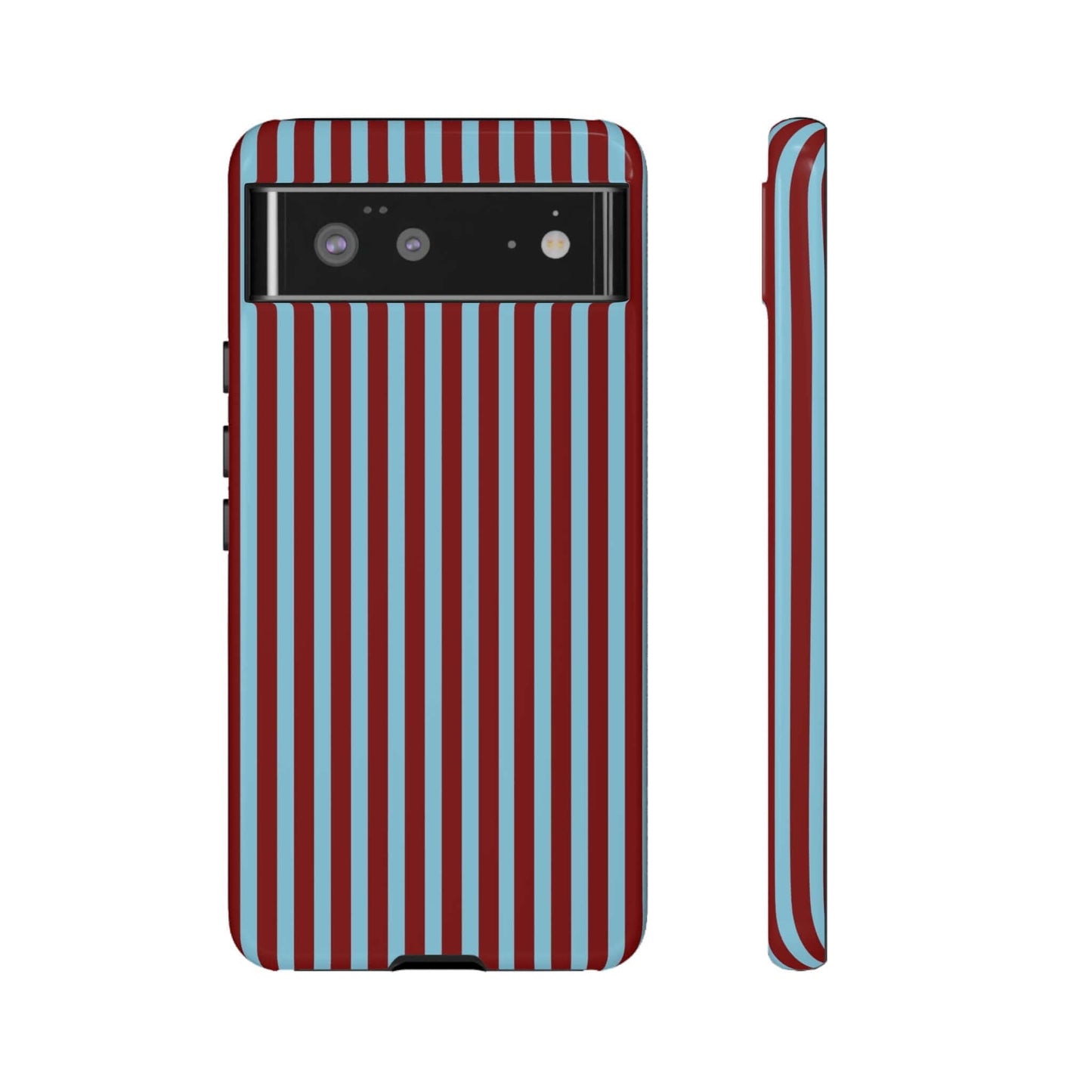 Maroon and Light blue Striped Tough Phone Case for iPhone, Samsung, and Google Phones