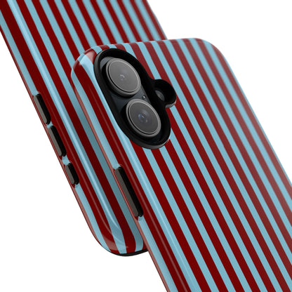 Maroon and Light blue Striped Tough Phone Case for iPhone, Samsung, and Google Phones