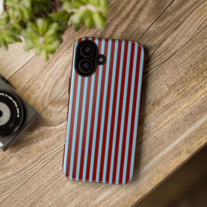 Maroon and Light blue Striped Tough Phone Case for iPhone, Samsung, and Google Phones