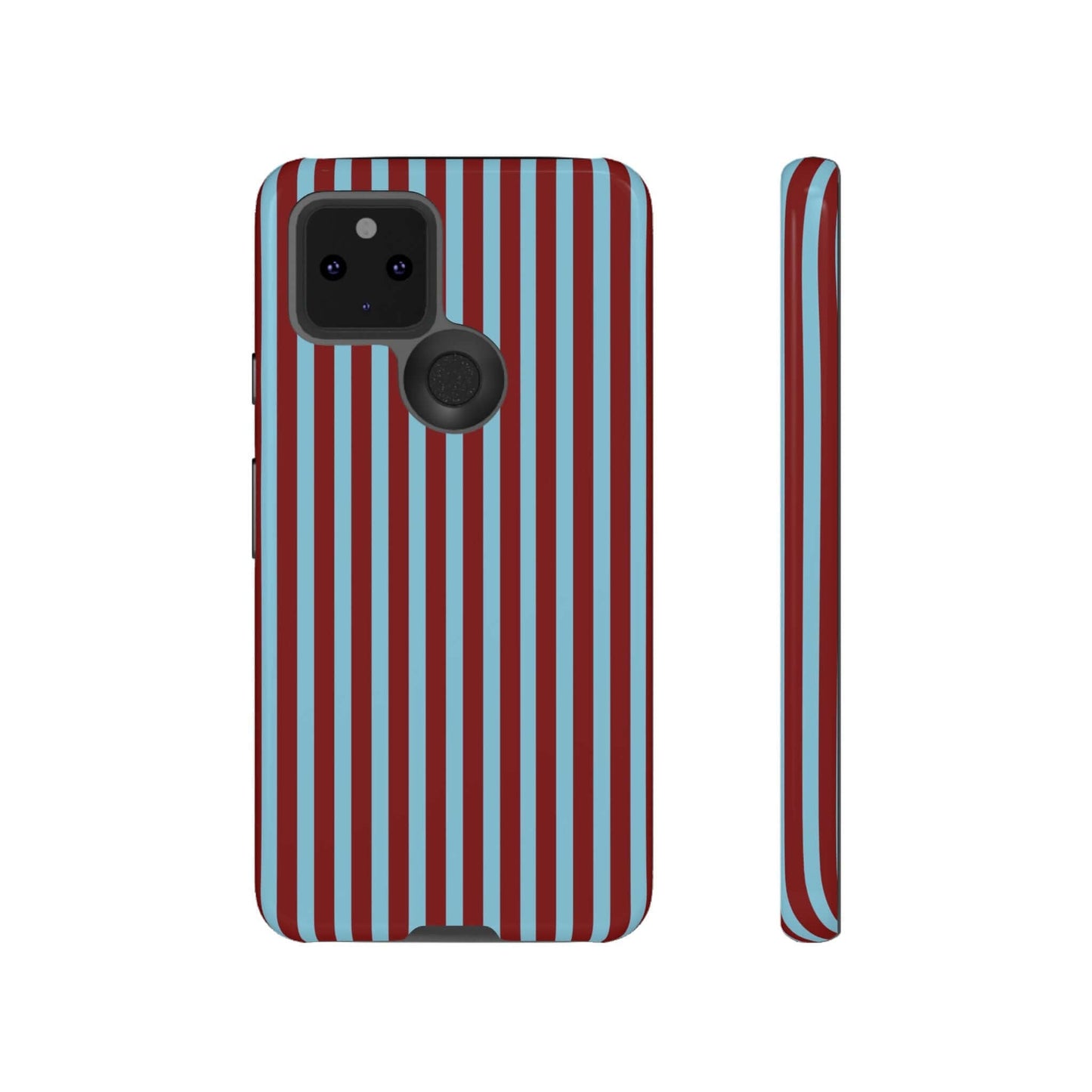 Maroon and Light blue Striped Tough Phone Case for iPhone, Samsung, and Google Phones