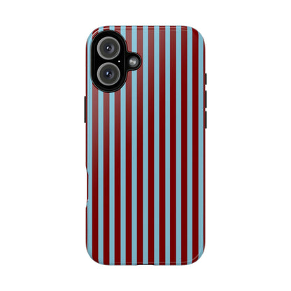 Maroon and Light blue Striped Tough Phone Case for iPhone, Samsung, and Google Phones