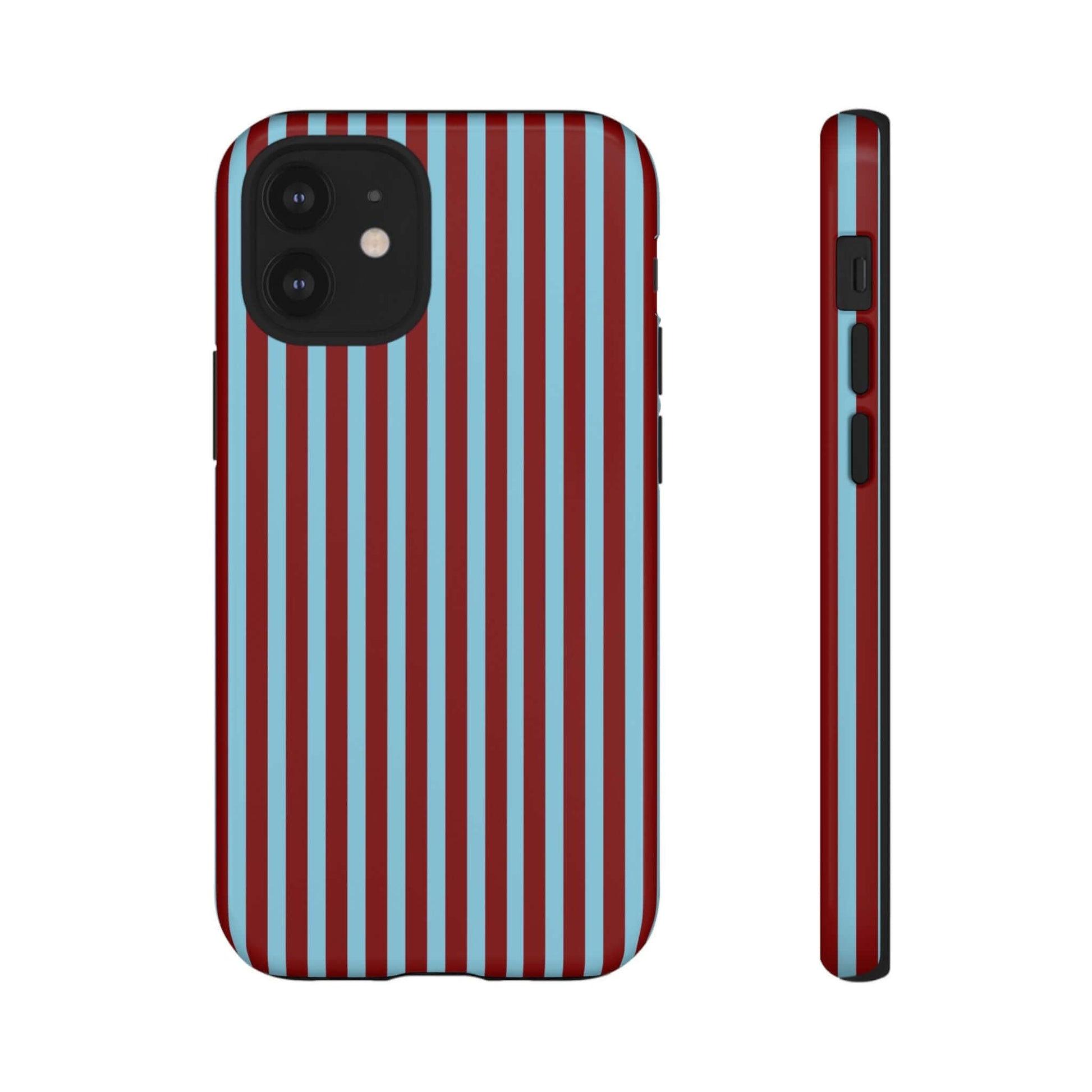 Maroon and Light blue Striped Tough Phone Case for iPhone, Samsung, and Google Phones