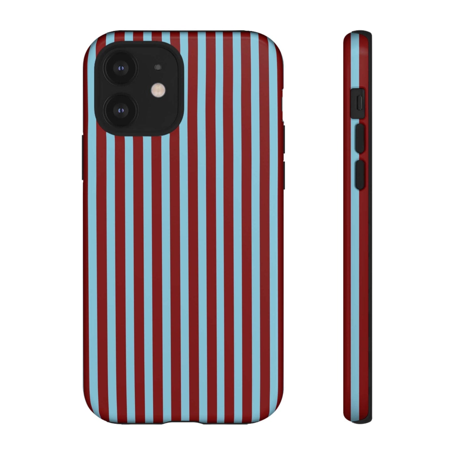 Maroon and Light blue Striped Tough Phone Case for iPhone, Samsung, and Google Phones