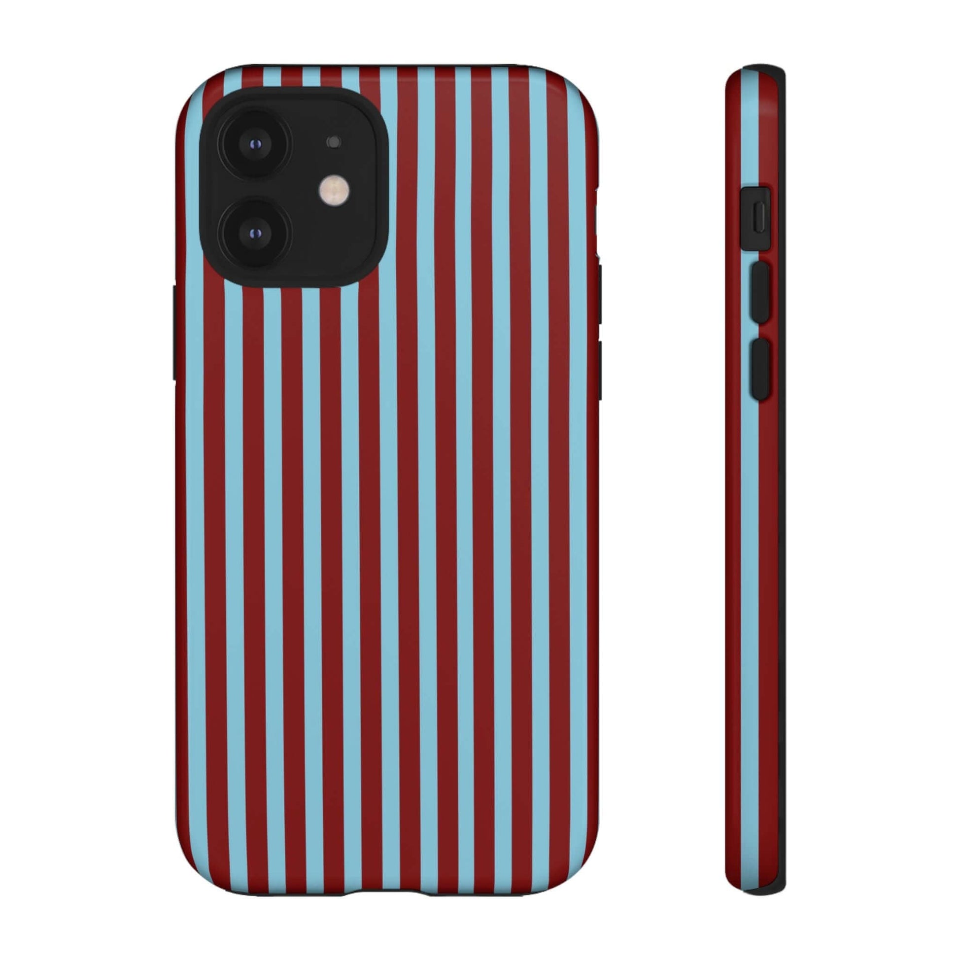 Maroon and Light blue Striped Tough Phone Case for iPhone, Samsung, and Google Phones