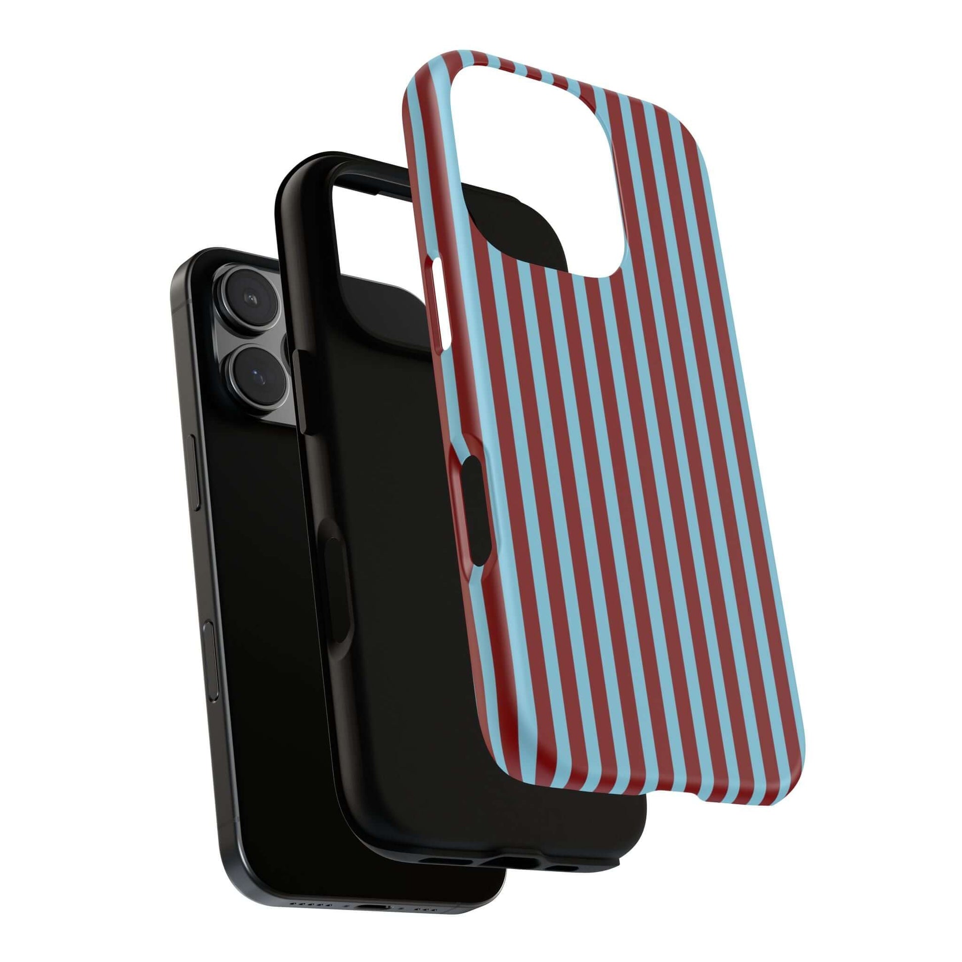 Maroon and Light blue Striped Tough Phone Case for iPhone, Samsung, and Google Phones