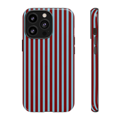 Maroon and Light blue Striped Tough Phone Case for iPhone, Samsung, and Google Phones