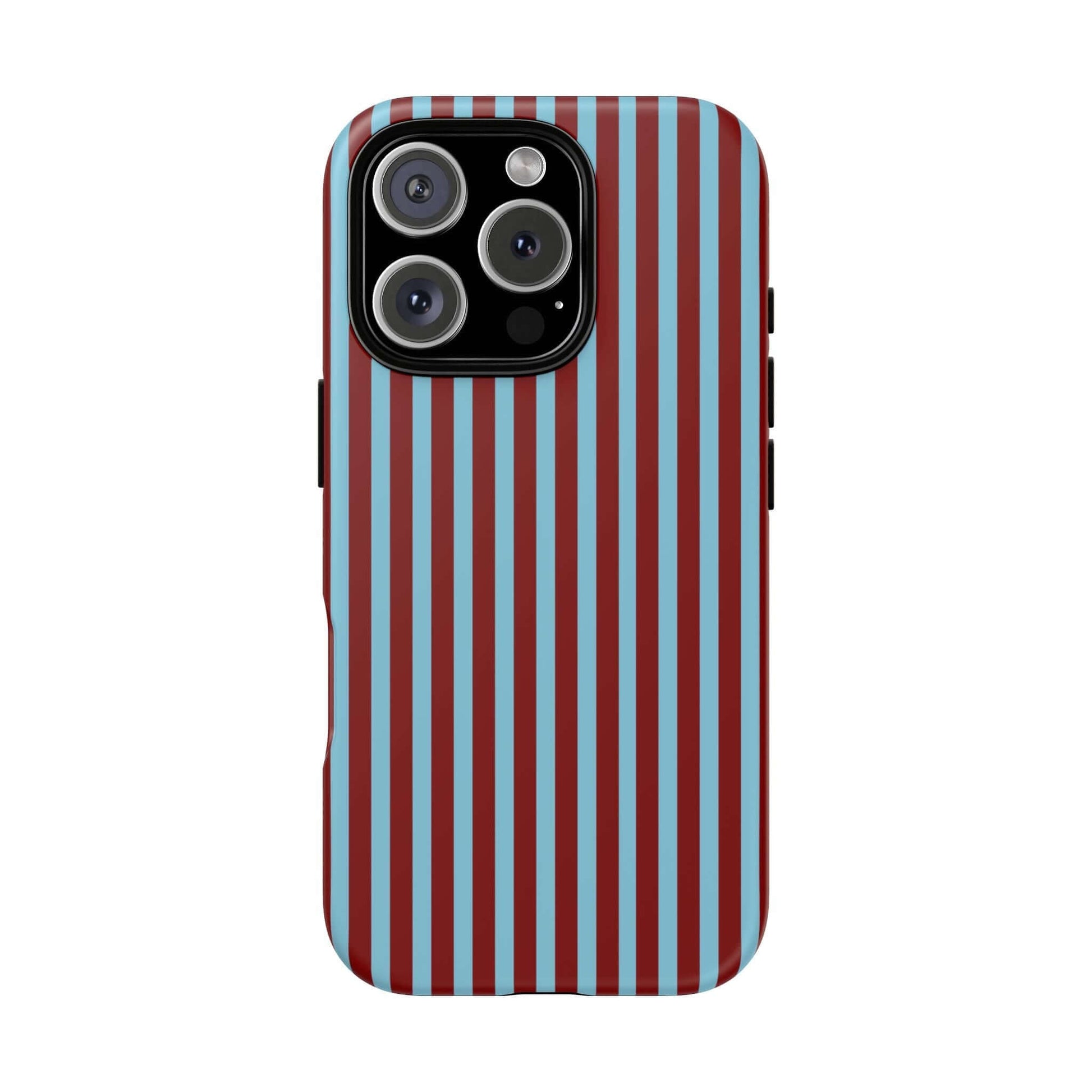 Maroon and Light blue Striped Tough Phone Case for iPhone, Samsung, and Google Phones