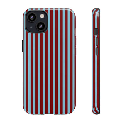 Maroon and Light blue Striped Tough Phone Case for iPhone, Samsung, and Google Phones