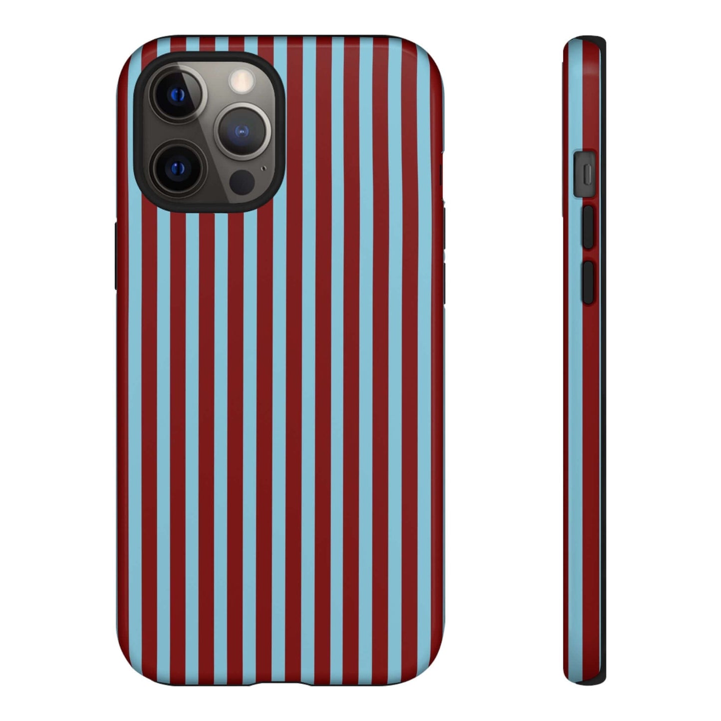 Maroon and Light blue Striped Tough Phone Case for iPhone, Samsung, and Google Phones