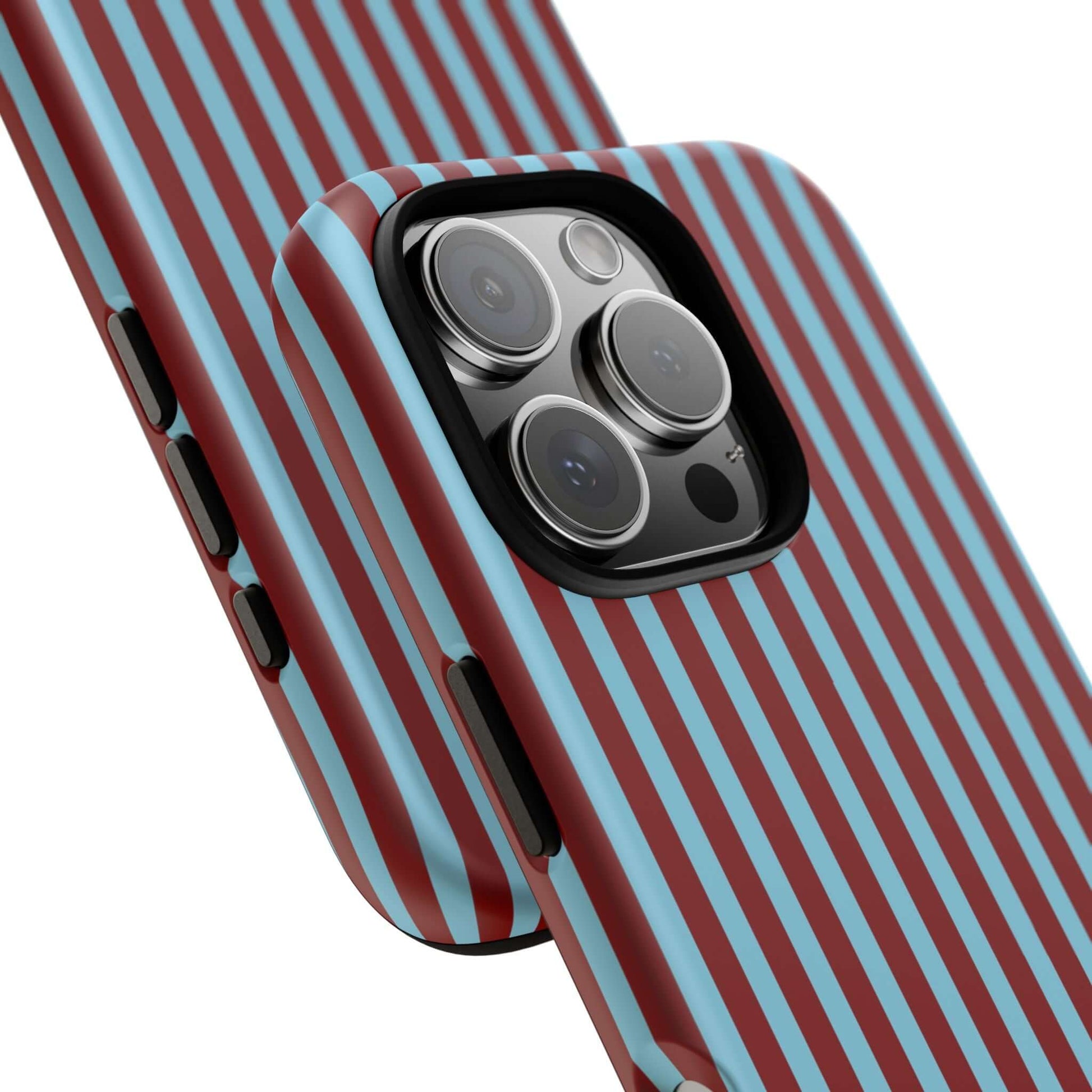 Maroon and Light blue Striped Tough Phone Case for iPhone, Samsung, and Google Phones