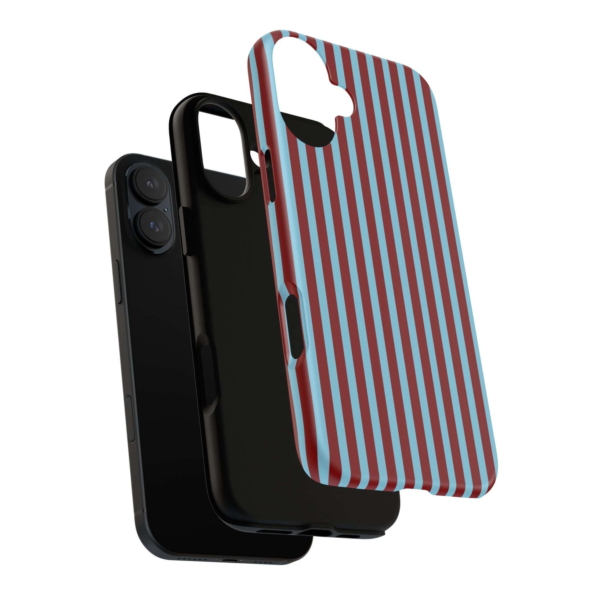 Maroon and Light blue Striped Tough Phone Case for iPhone, Samsung, and Google Phones