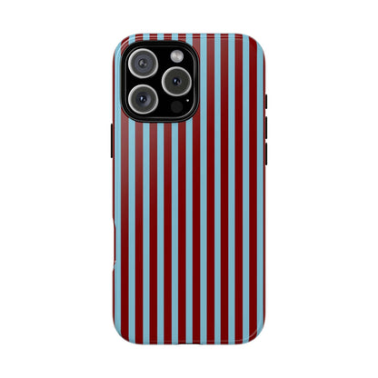 Maroon and Light blue Striped Tough Phone Case for iPhone, Samsung, and Google Phones