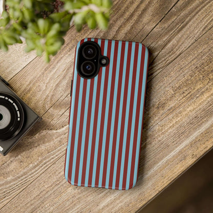 Maroon and Light blue Striped Tough Phone Case for iPhone, Samsung, and Google Phones