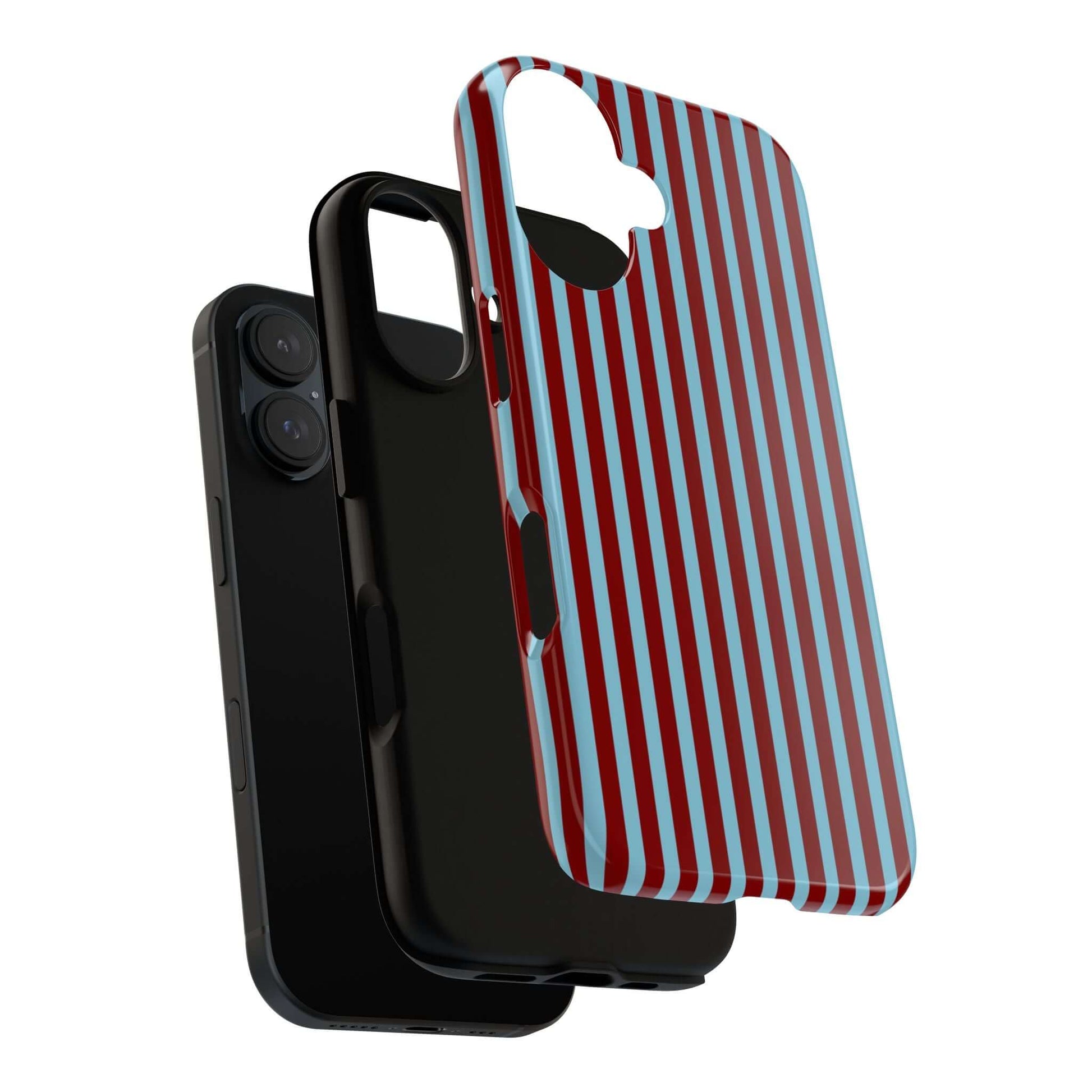 Maroon and Light blue Striped Tough Phone Case for iPhone, Samsung, and Google Phones