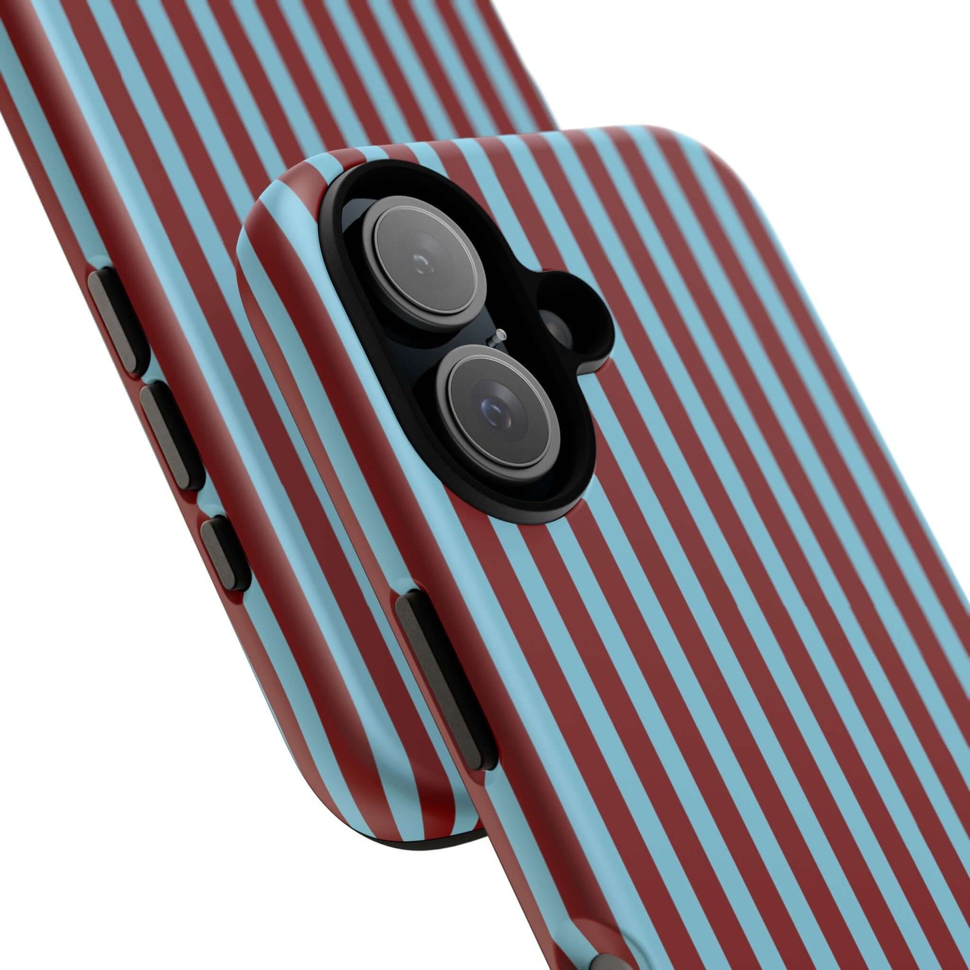 Maroon and Light blue Striped Tough Phone Case for iPhone, Samsung, and Google Phones