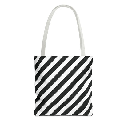 Monochrome Striped Tote Bag Black and White Shoulder Bag Patterned Grocery Bag Geometric Market Tote Stylish Canvas