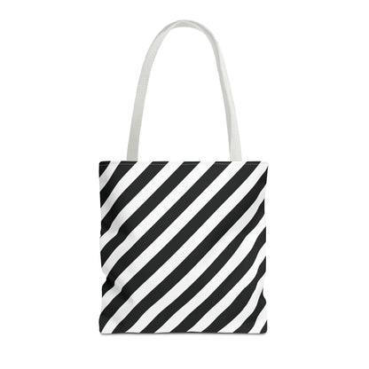 Monochrome Striped Tote Bag Black and White Shoulder Bag Patterned Grocery Bag Geometric Market Tote Stylish Canvas