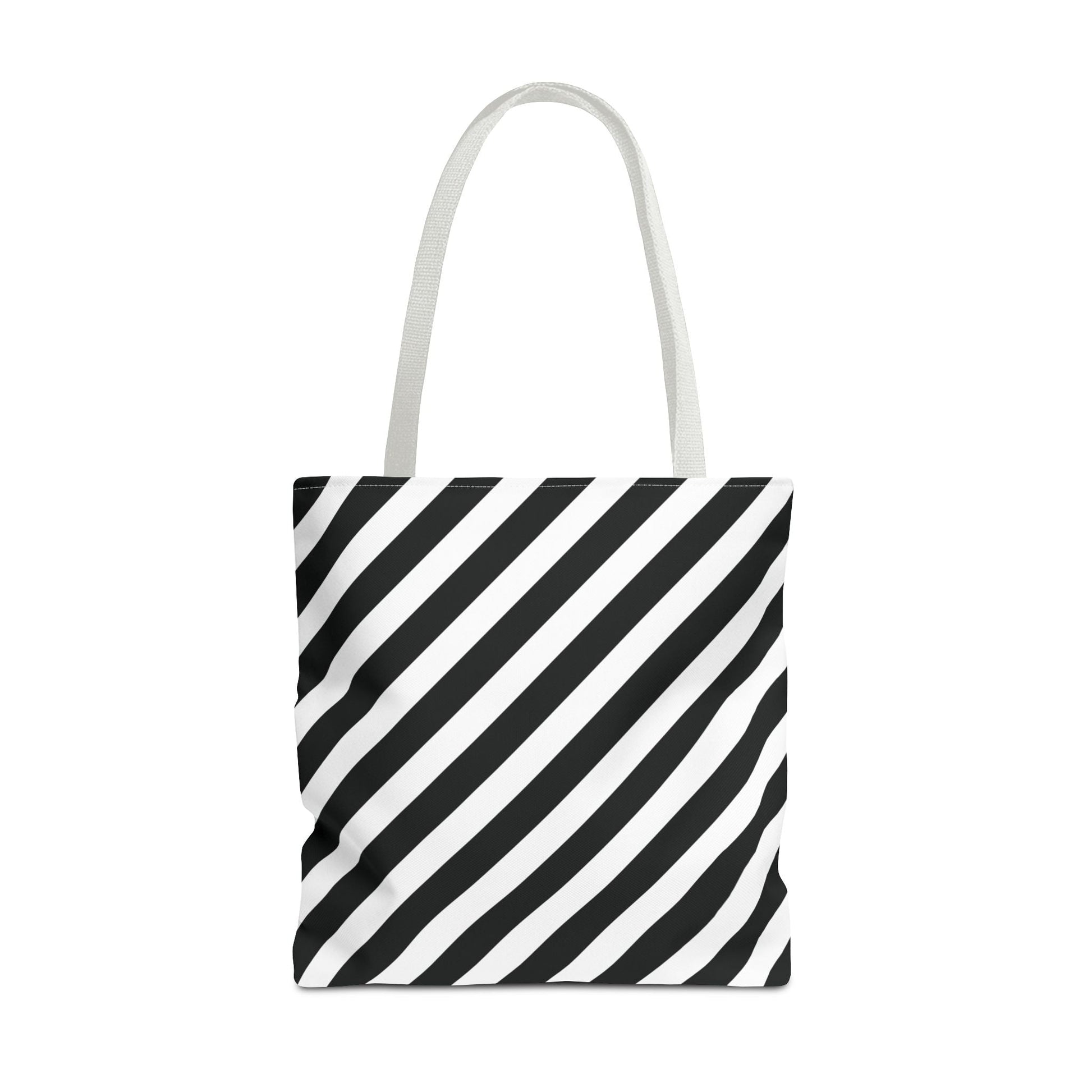 Monochrome Striped Tote Bag Black and White Shoulder Bag Patterned Grocery Bag Geometric Market Tote Stylish Canvas