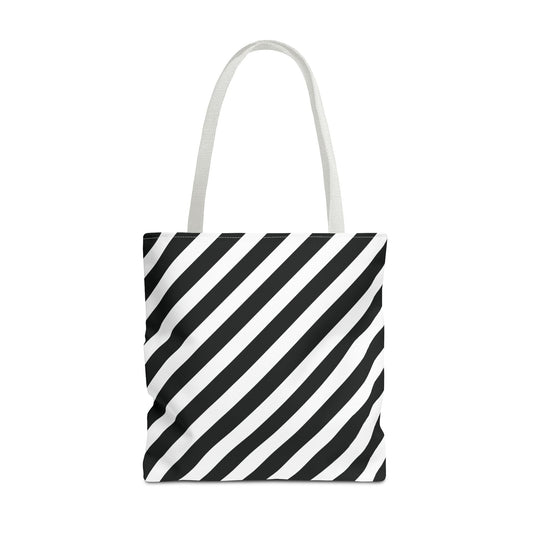 Monochrome Striped Tote Bag Black and White Shoulder Bag Patterned Grocery Bag Geometric Market Tote Stylish Canvas