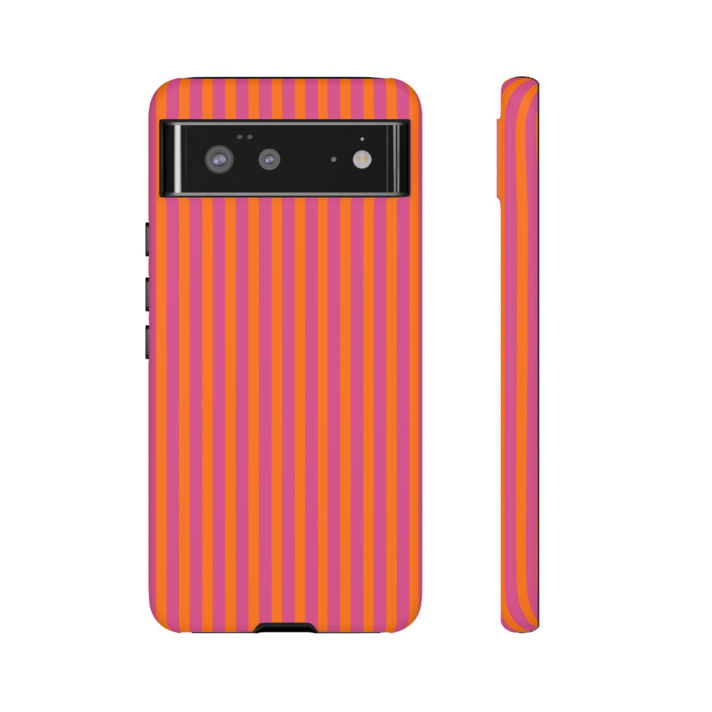 Orange and Pink Striped Tough Phone Case Cover - Google Pixel 6 / Matte - Phone Case