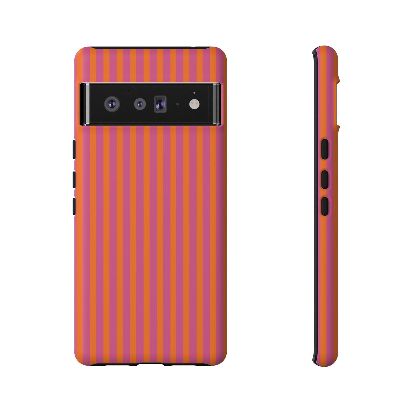 Orange and Pink Striped Tough Phone Case Cover - Google Pixel 6 Pro / Matte - Phone Case