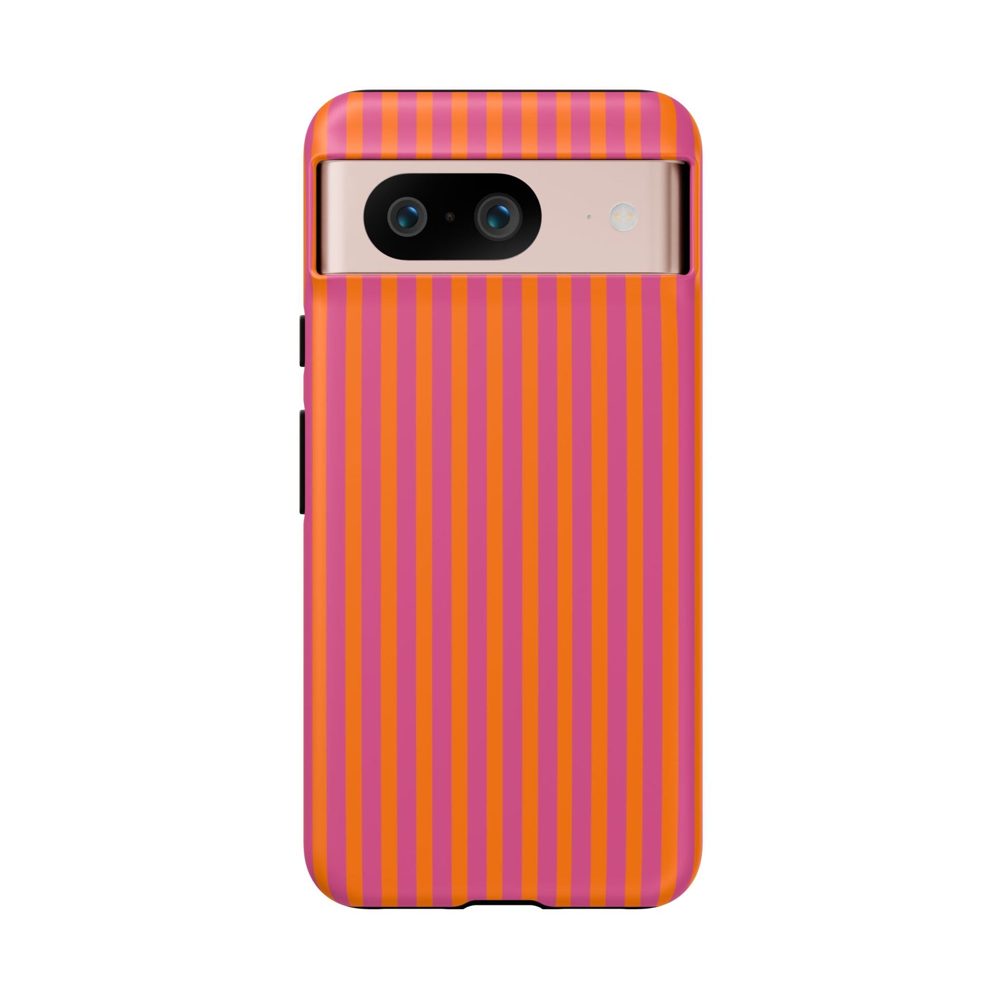 Orange and Pink Striped Tough Phone Case Cover - Google Pixel 8 / Matte - Phone Case