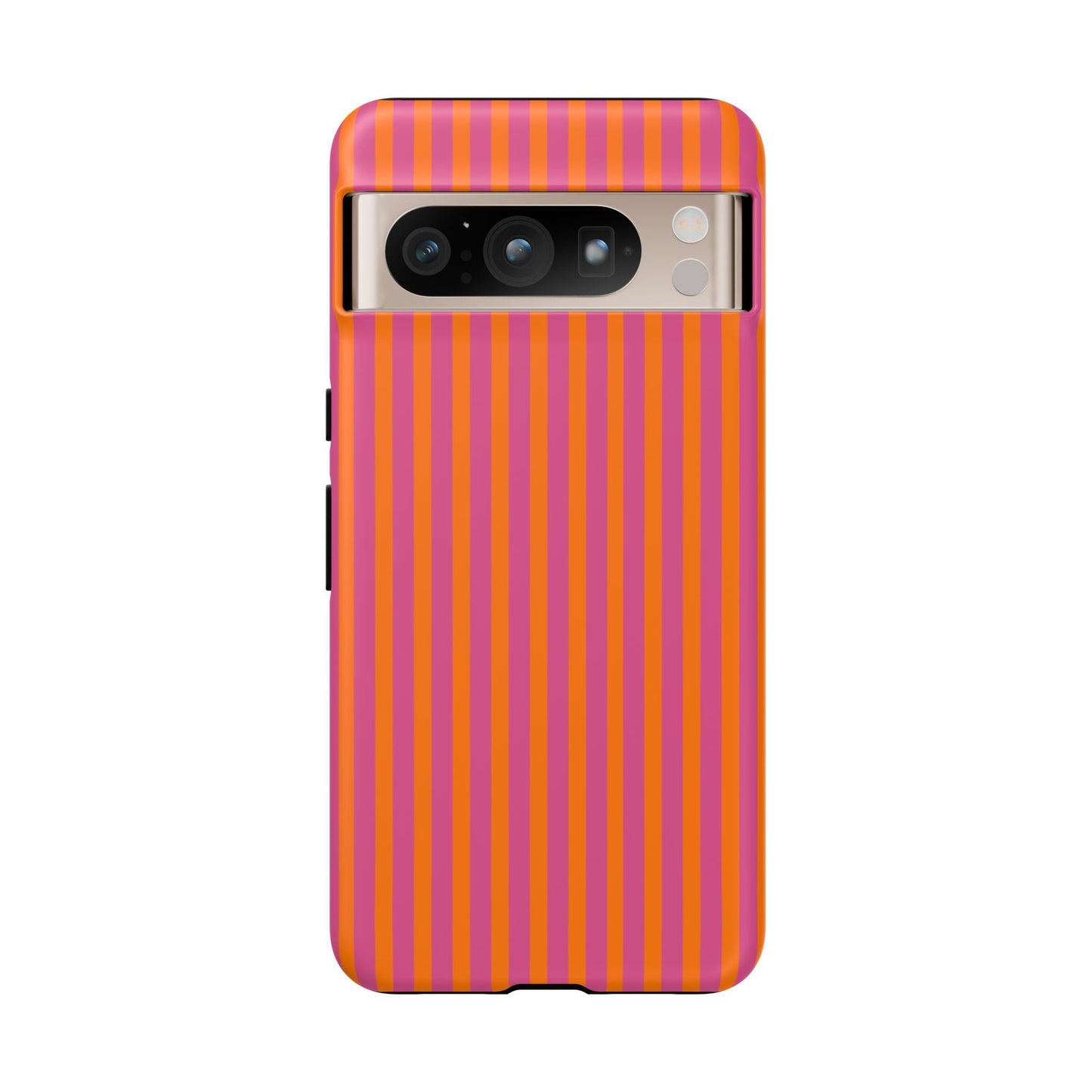 Orange and Pink Striped Tough Phone Case Cover - Google Pixel 8 Pro / Matte - Phone Case