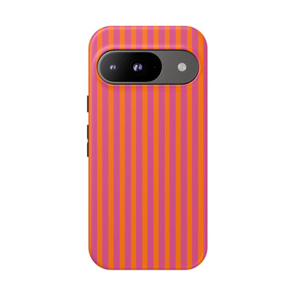 Orange and Pink Striped Tough Phone Case Cover - Google Pixel 9 / Matte - Phone Case