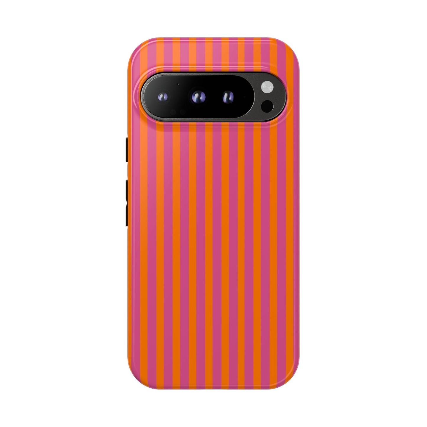 Orange and Pink Striped Tough Phone Case Cover - Google Pixel 9 Pro / Glossy - Phone Case