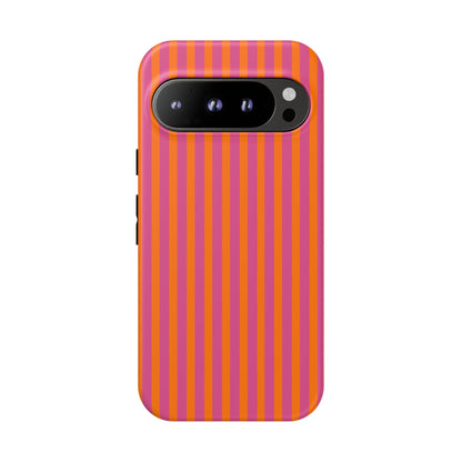 Orange and Pink Striped Tough Phone Case Cover - Google Pixel 9 Pro / Matte - Phone Case