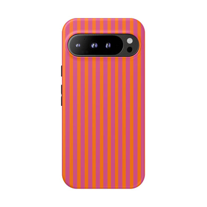 Orange and Pink Striped Tough Phone Case Cover - Google Pixel 9 Pro XL / Matte - Phone Case