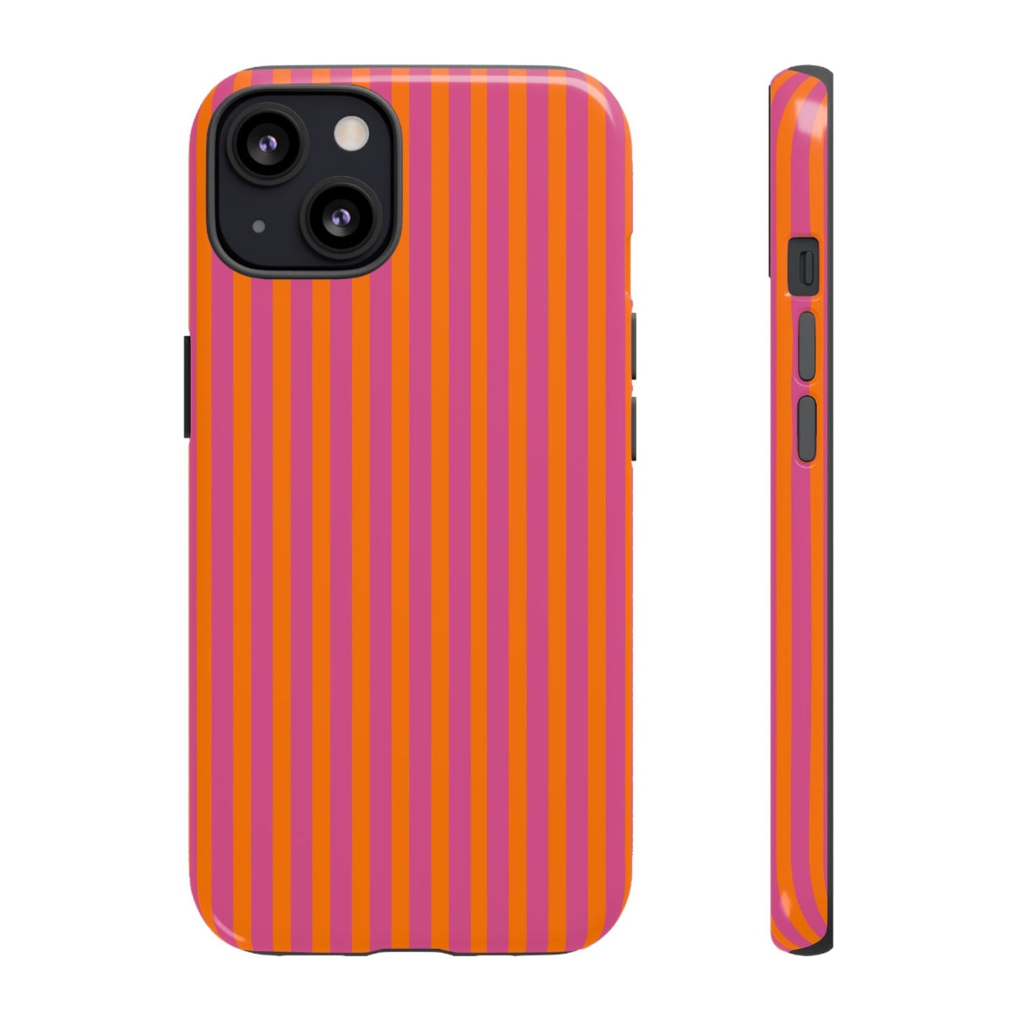 Orange and Pink Striped Tough Phone Case Cover - iPhone 13 / Glossy - Phone Case